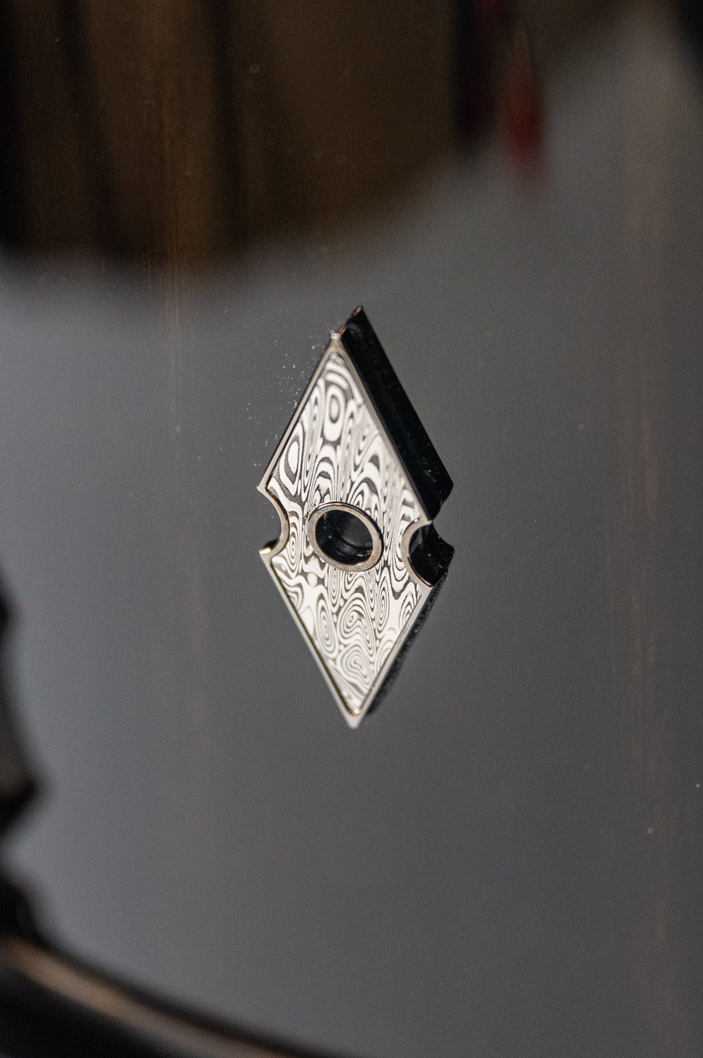 Gaboon Ebony 8 Lug Stave Snare Drum 8''x14'' High Gloss Finish with Black Chrome Lugs and Damasteel Inlays