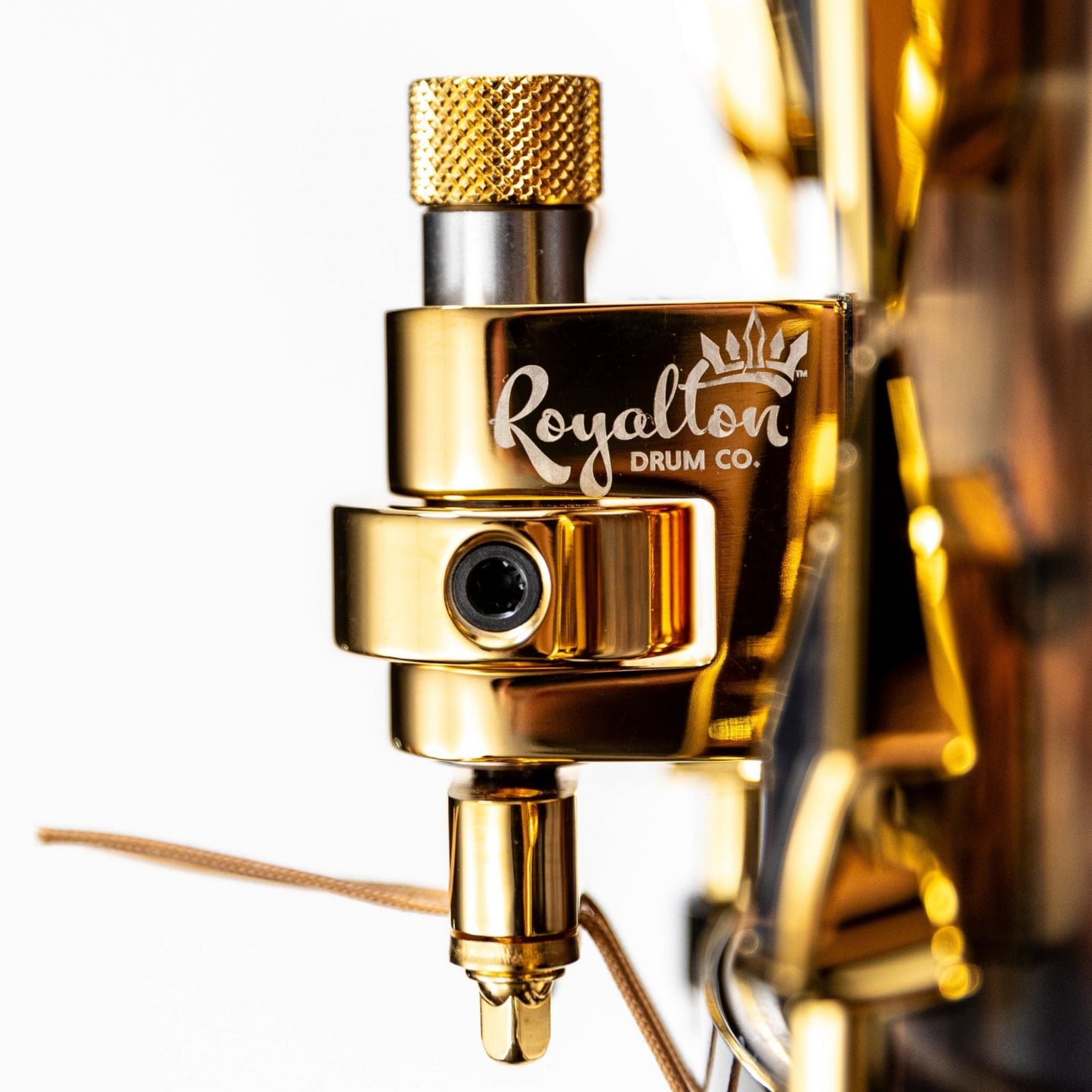 Macassar Ebony 10 Lug Stave Snare 7''x14'' with 24k Gold Hardware and Juma Black Dragon Inlays